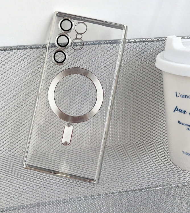 METALICZNE ETUI OBUDOWA MAGSAFE DO SAMSUNG S23 ULTRA CASE SREBRNY + POLIMER - obrazek 2