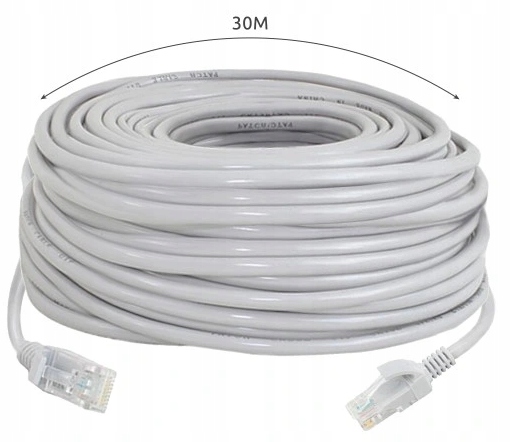 Kabel Przewód Sieciowy Lan Cat5e Ethernet Skrętka Cat 5e UTP KAT 5 RJ45 30m - obrazek 2