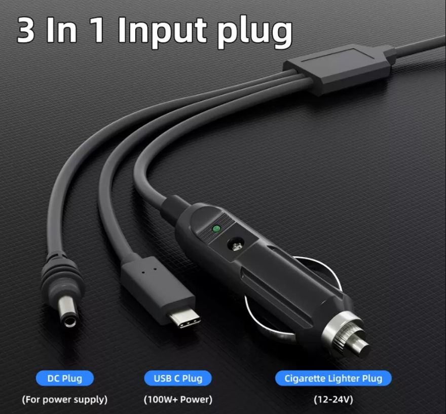 KABEL ZASILAJĄCY 3w1 DO STARLINK MINI - USB-C + CAR + DC do DC 5M, 100 W 5A - obrazek 5