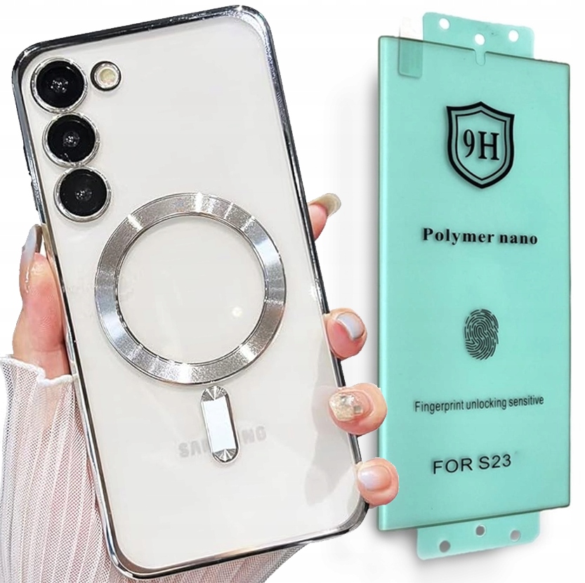 METALICZNE ETUI OBUDOWA MAGSAFE DO SAMSUNG S23 CASE SILVER SREBRNY POLIMER