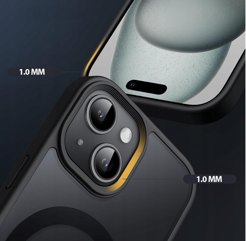 ETUI CZARNE MATOWE MAGSAFE DO Apple iPhone 15 CASE + HQ SZKŁO 9H - obrazek 3