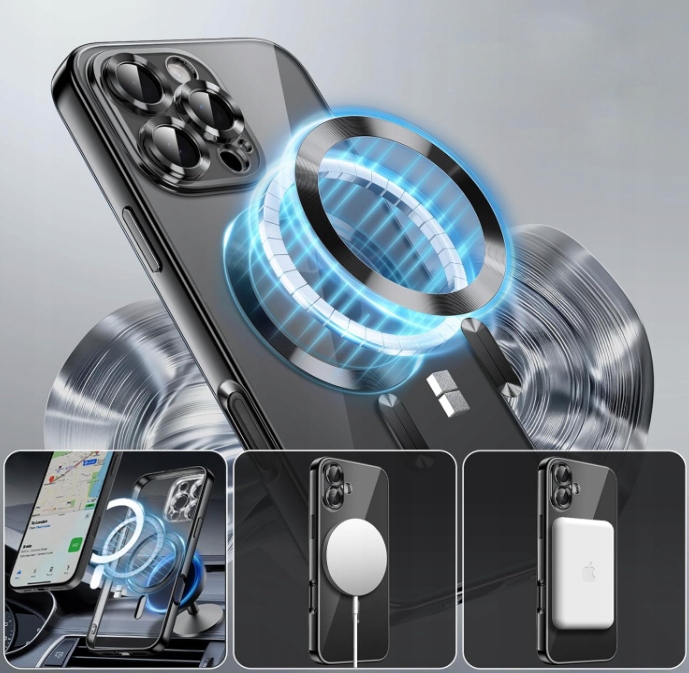 METALICZNE ETUI OBUDOWA MAGSAFE DO iPhone 16 Pro Max CASE CZARNY BLACK - obrazek 6