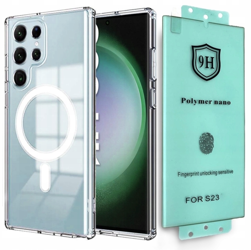 ZESTAW ETUI OBUDOWA MAGSAFE DO SAMSUNG S23 ULTRA - CLEAR CASE + POLIMER - obrazek 3