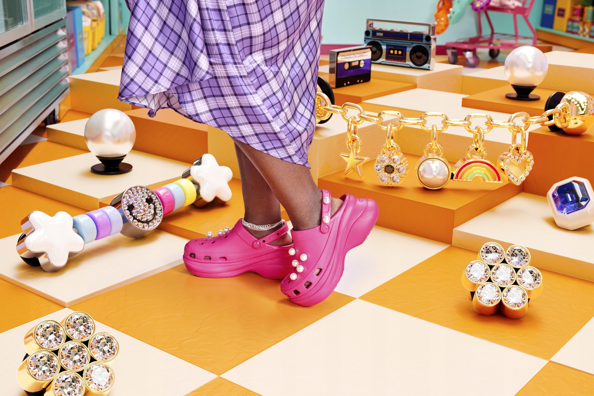 Damskie Buty Chodaki Platforma Koturn Crocs Juicy Couture Bae Clog 38-39