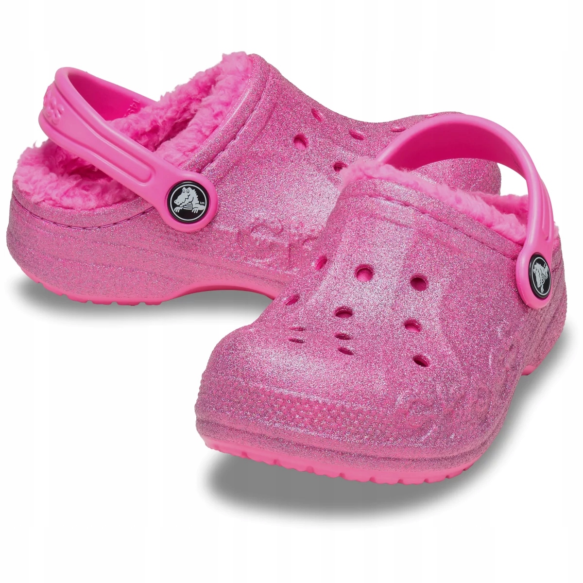 Crocs Ocieplane Dziecięce Chodaki Baya Lined Glitter 207656 Clog 32-33