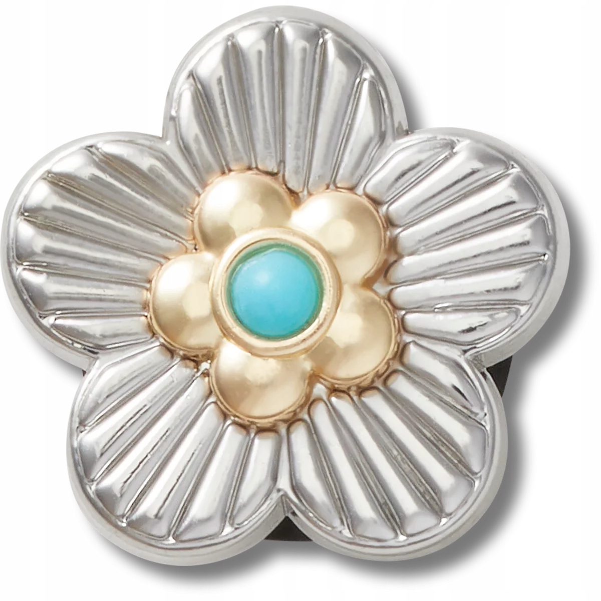 Crocs Przypinki Jibbitz Piny Do Butów Silver Turquoise Flower