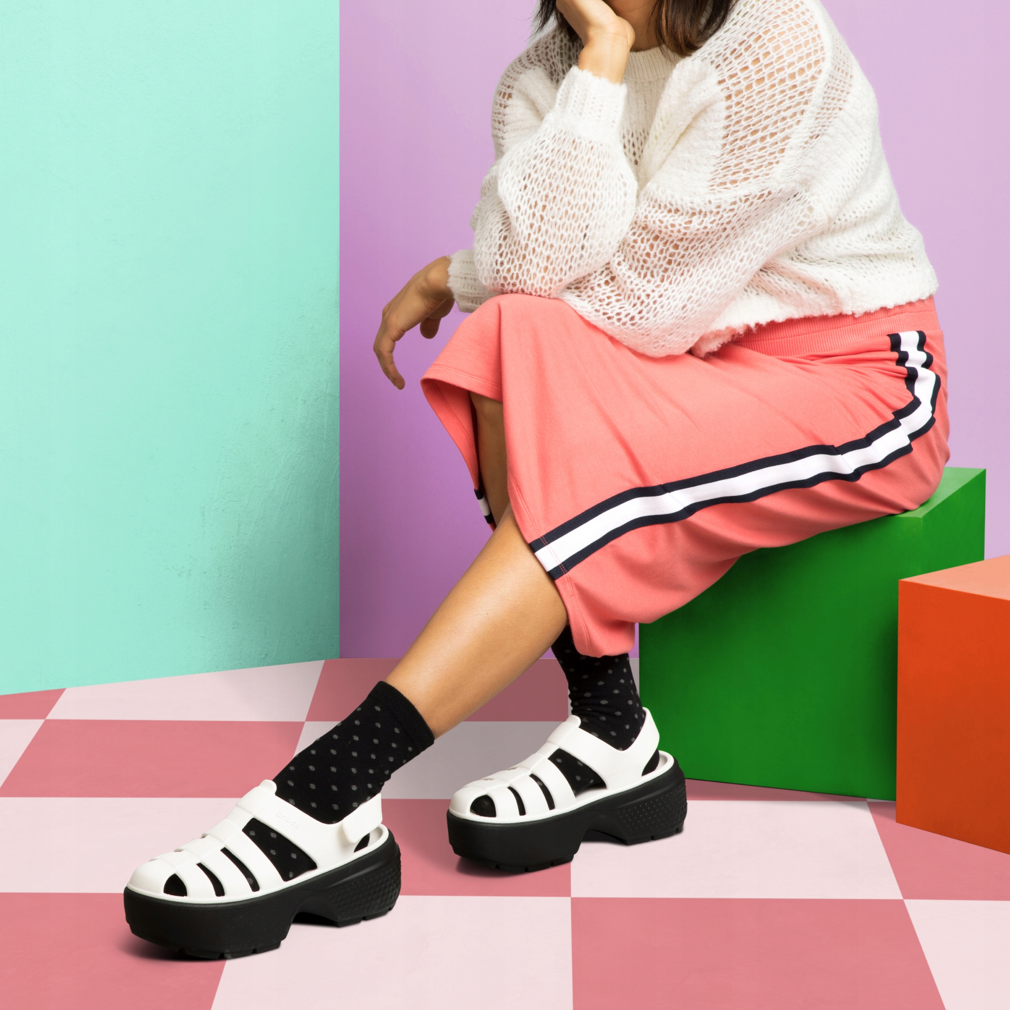 Damskie Sandały Platforma Crocs Stomp Fisherman 209938 Sandal 39-40