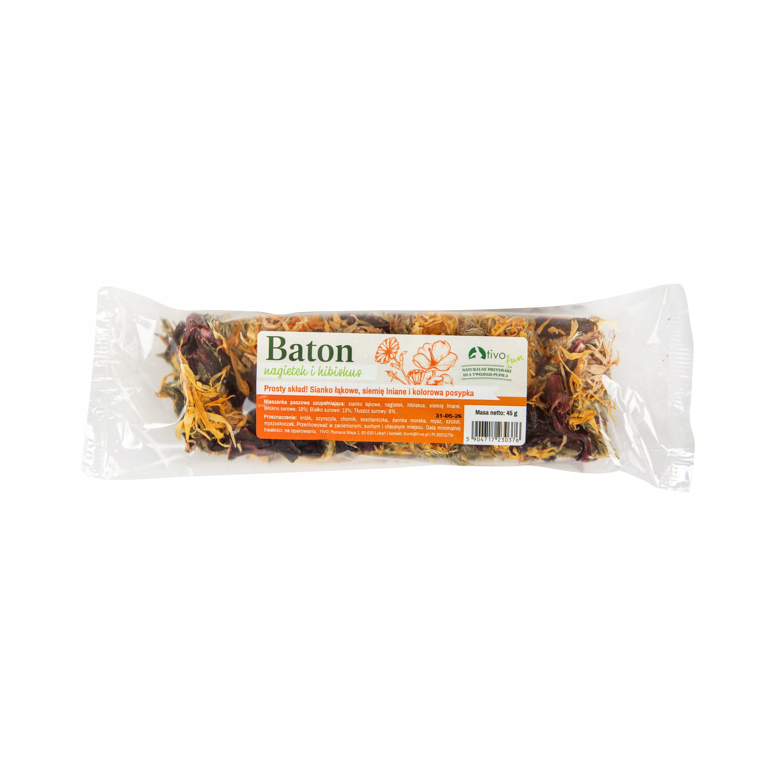 TIVO ZDROWY BATON- NAGIETEK I HIBISKUS 45g DLA GRYZONI I KRÓLIKA KOLBA - 27b550c70ff3159395e04ae50e1ab861