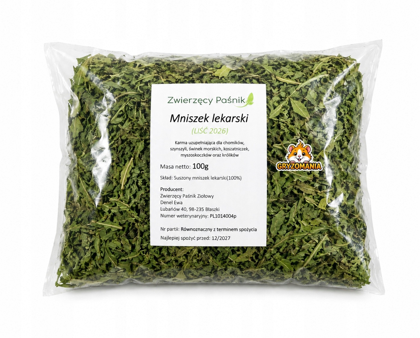 Zwierzęcy Paśnik Ziołowy Mniszek Lekarski 100g Liść mniszka lekarskiego - 5857a1cedfe0db568cf3222d63ffb65c