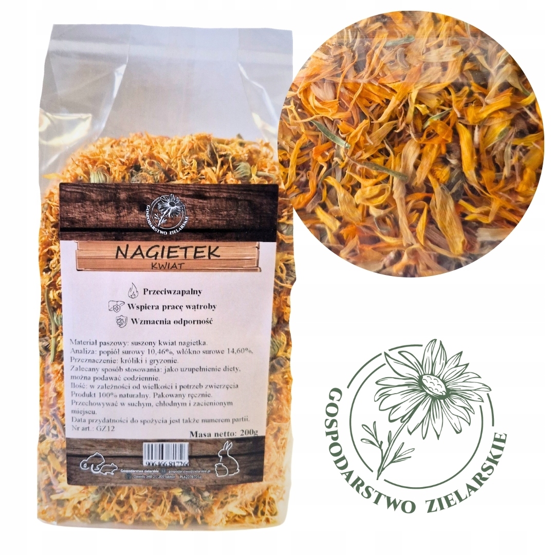 NAGIETEK 200g GOSPODARSTWO ZIELARSKIE KWIAT NAGIETKA KARMA ZIOŁA 0,2kg - 7c90864bc2e4b07cdbad6bb9b7120949