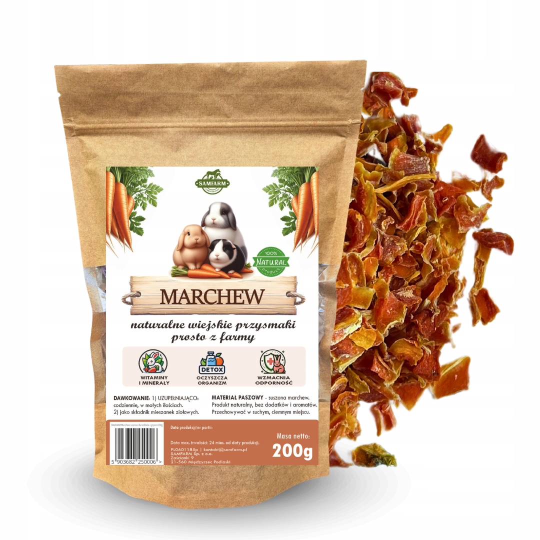 Samfarm Marchew kostka 200g Marchewka suszona dla królików i gryzoni - b8ee240bb2f31c8bf0fb691ea7e6666d
