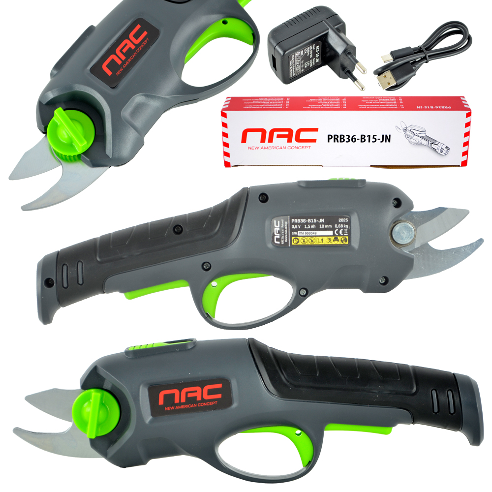 AKUMULATOROWY SEKATOR DO CIĘCIA GAŁĘZI NAC PRB36-B15-JN 800 CIĘĆ NA 1 ŁADOW