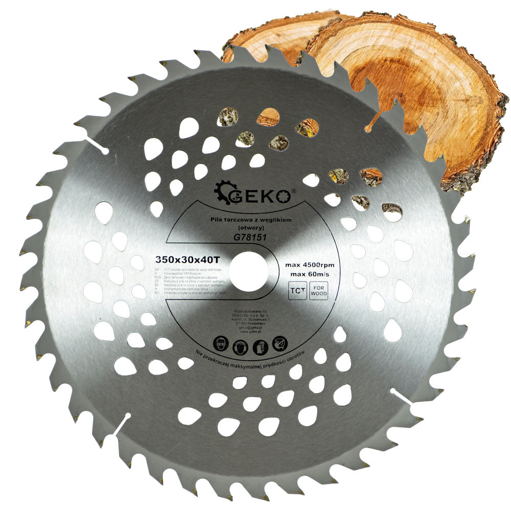 PIŁA TARCZA WIDIOWA DO CIĘCIA DREWNA 350x30 40 ZĘBÓW TNĄCYCH GEKO G78151