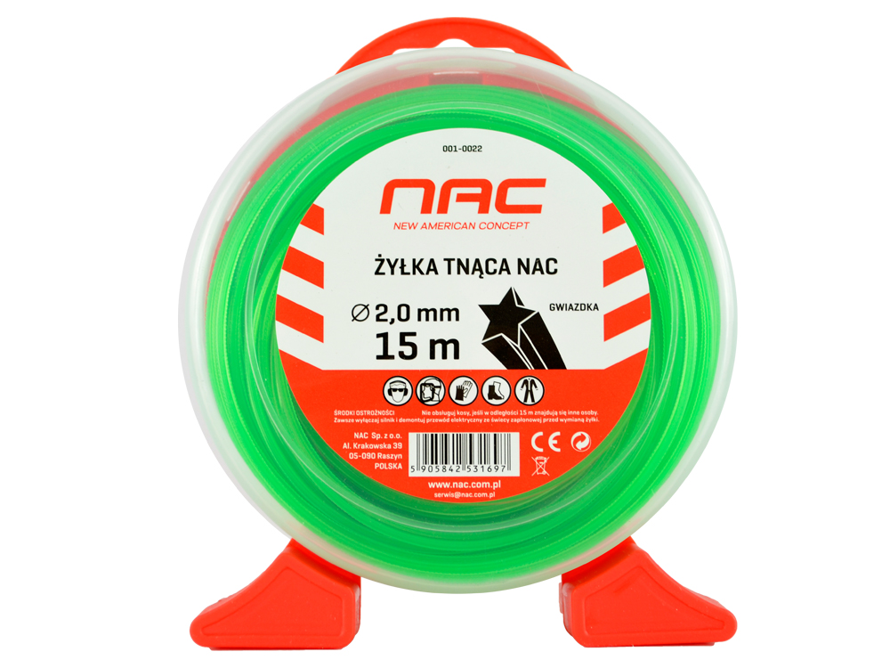 ŻYŁKA TNĄCA NAC DO KOS I PODKASZAREK ŚREDNICA 2 MM DŁUGOŚĆ 15 MB GWIAZDKA