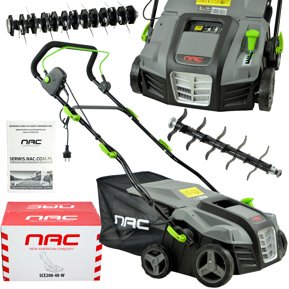 WERTYKULATOR AERATOR NAC SCE200-40-W 2000 W 2 WAŁKI SZER. 40 CM 2 FUNKCJE
