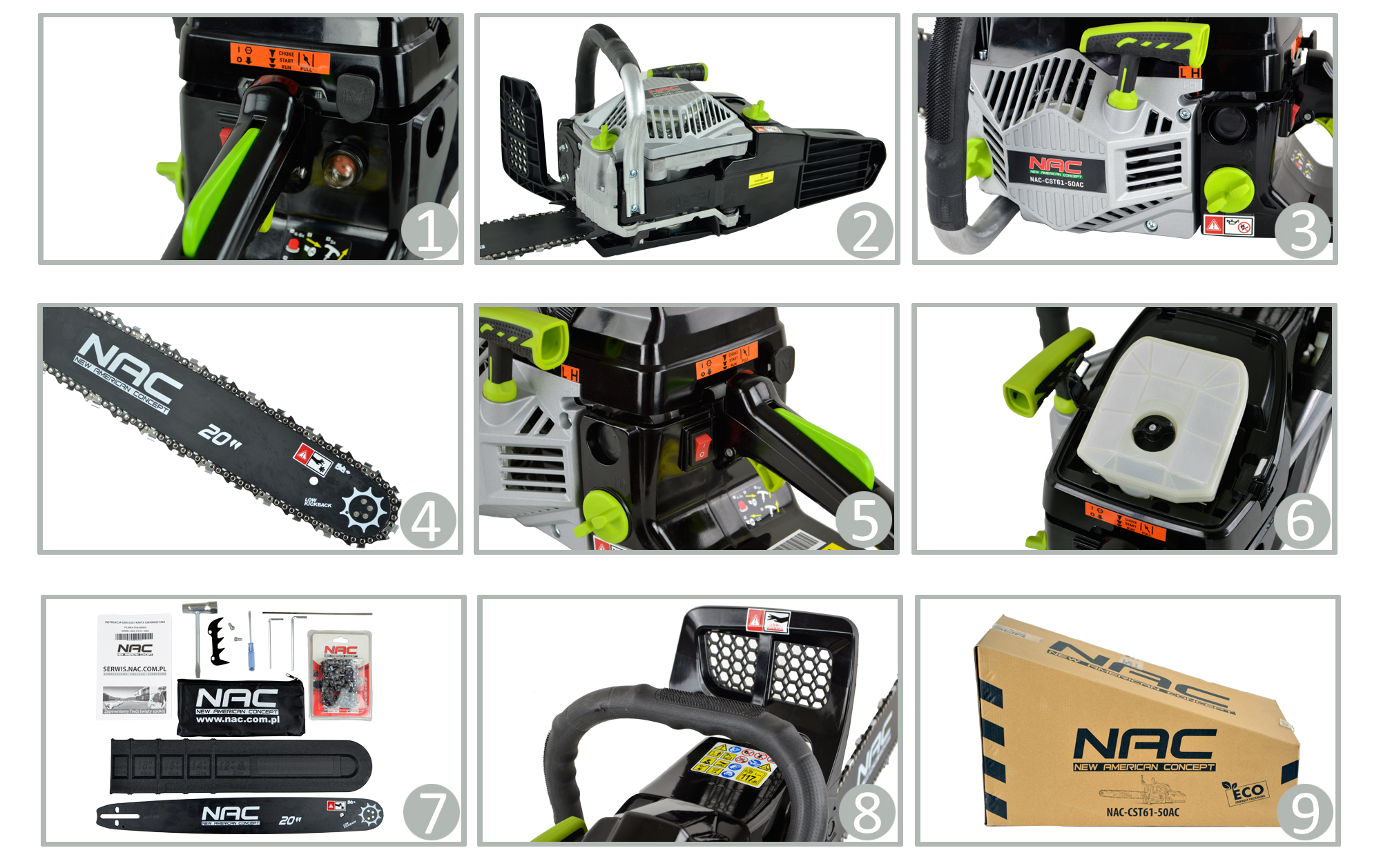 PIŁA ŁAŃCUCHOWA SPALINOWA NAC CST61-50AC 3,9 KM PROWAD. 51 CM MOCNA