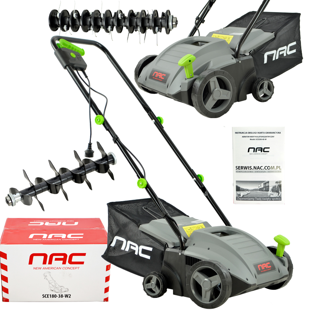 WERTYKULATOR AERATOR NAC SCE150-32-W 1500 W 2 WAŁKI SZER. 32 CM 2 FUNKCJE