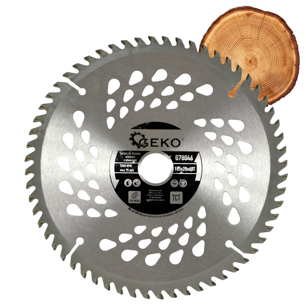 PIŁA TARCZA WIDIOWA DO CIĘCIA DREWNA 185x20 60 ZĘBÓW TNĄCYCH GEKO G78046