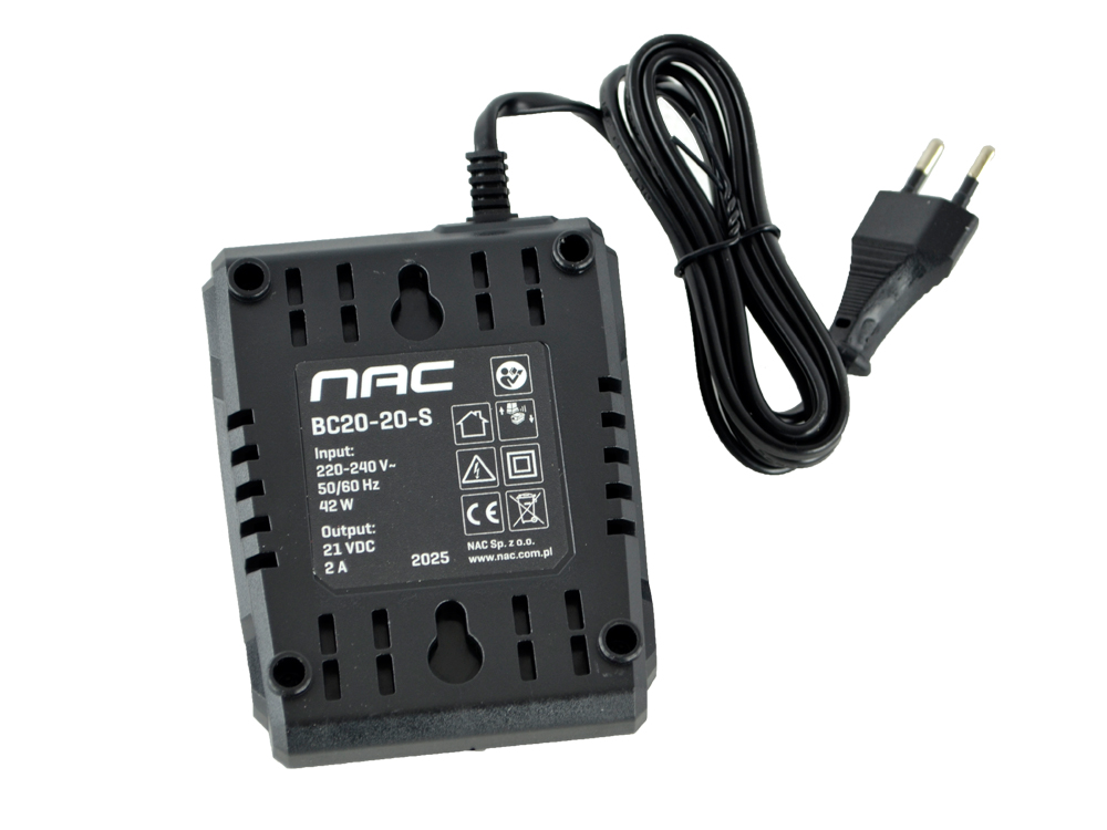 ŁADOWARKA NAC BC20-20-S DO AKUMULATORÓW NAC 20 V Z SERII AKUMULTISYSTEM 20V