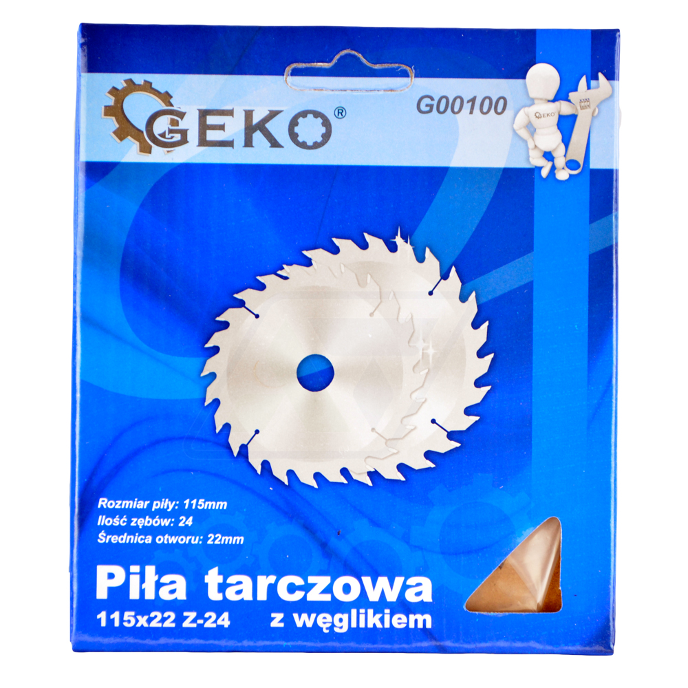 PIŁA TARCZA WIDIOWA DO CIĘCIA DREWNA 115x20 24 ZĘBY TNĄCE GEKO G00100