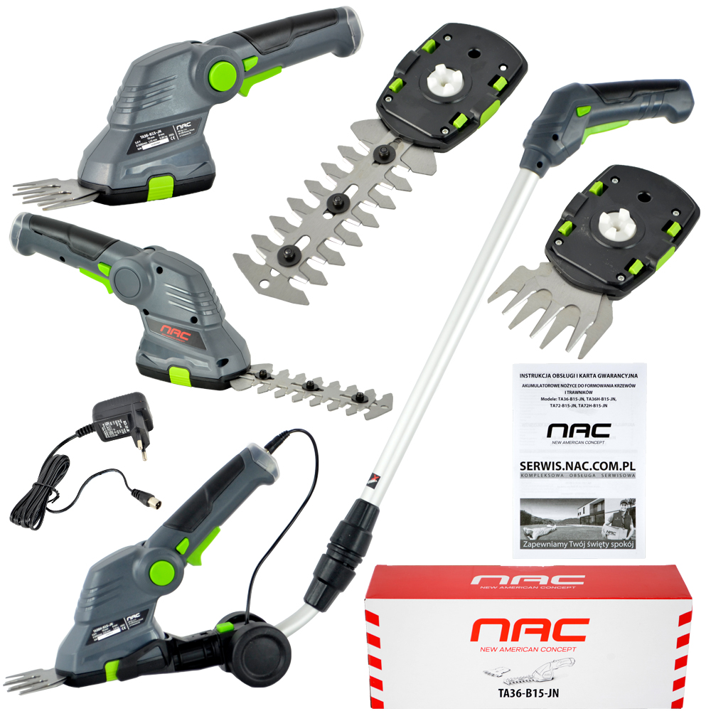 NOŻYCE AKUMULATOROWE DO TRAWY I KRZEWÓW NAC TA 36H-B15-JN 3.6 V + UCHWYT