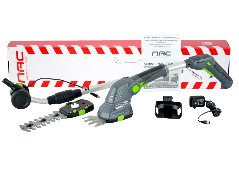 NOŻYCE AKUMULATOROWE DO TRAWY I KRZEWÓW NAC TA 72H-B15-JN 7.2 V + UCHWYT