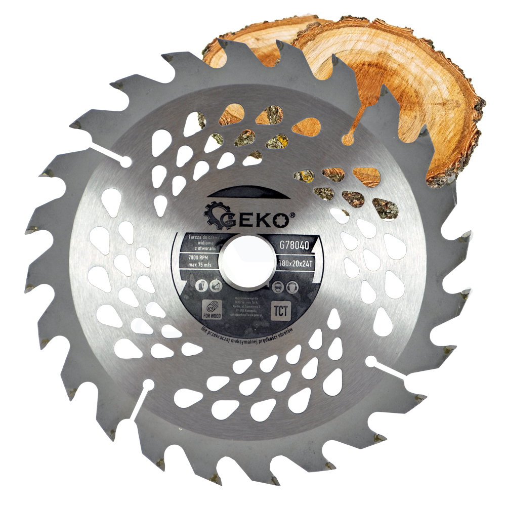 PIŁA TARCZA WIDIOWA DO CIĘCIA DREWNA 180x20 24 ZĘBY TNĄCE GEKO G78040