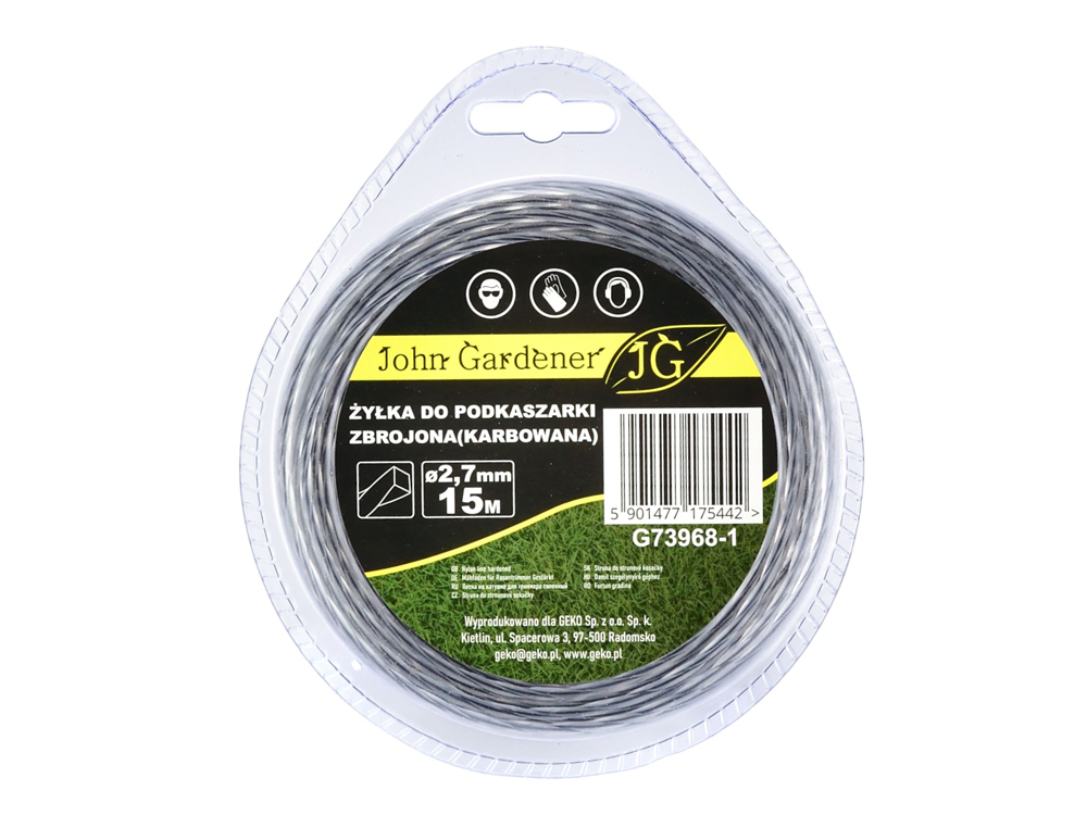 ŻYŁKA TNĄCA DO KOS PODKASZAREK 2,7 MM 15 MB 73968-1 KARBOWANA ZBROJONA