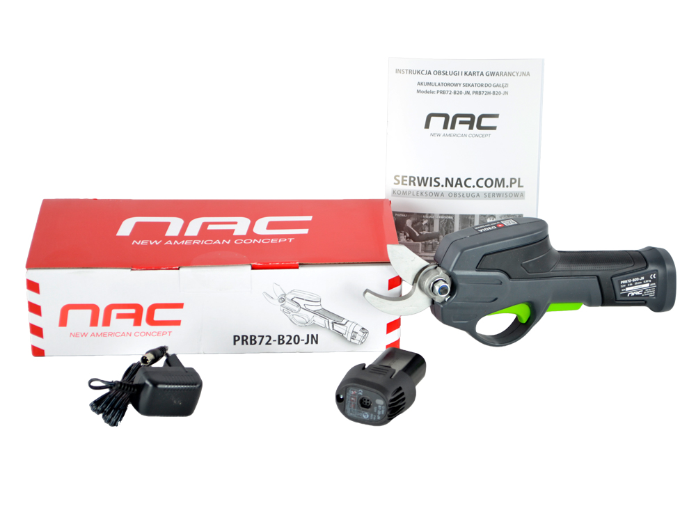 AKUMULATOROWY SEKATOR DO CIĘCIA GAŁĘZI NAC PRB72-B20-JN 7.2 V CIĘCIE 25 MM
