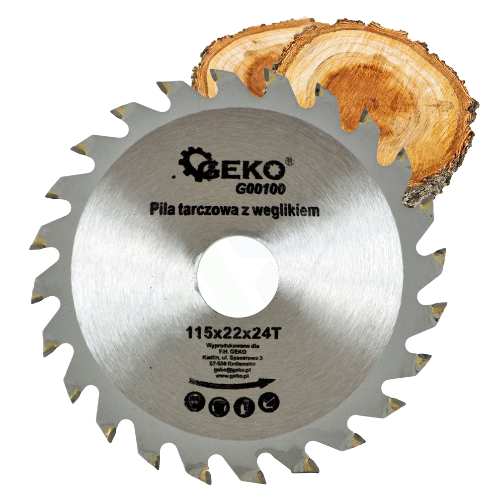 PIŁA TARCZA WIDIOWA DO CIĘCIA DREWNA 115x20 24 ZĘBY TNĄCE GEKO G00100