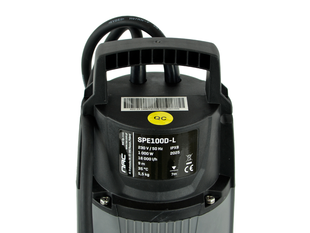 POMPA ZATAPIALNA DO BRUDNEJ WODY NAC SPE 100D-L MOC 1000 W 16 000 LITR/h