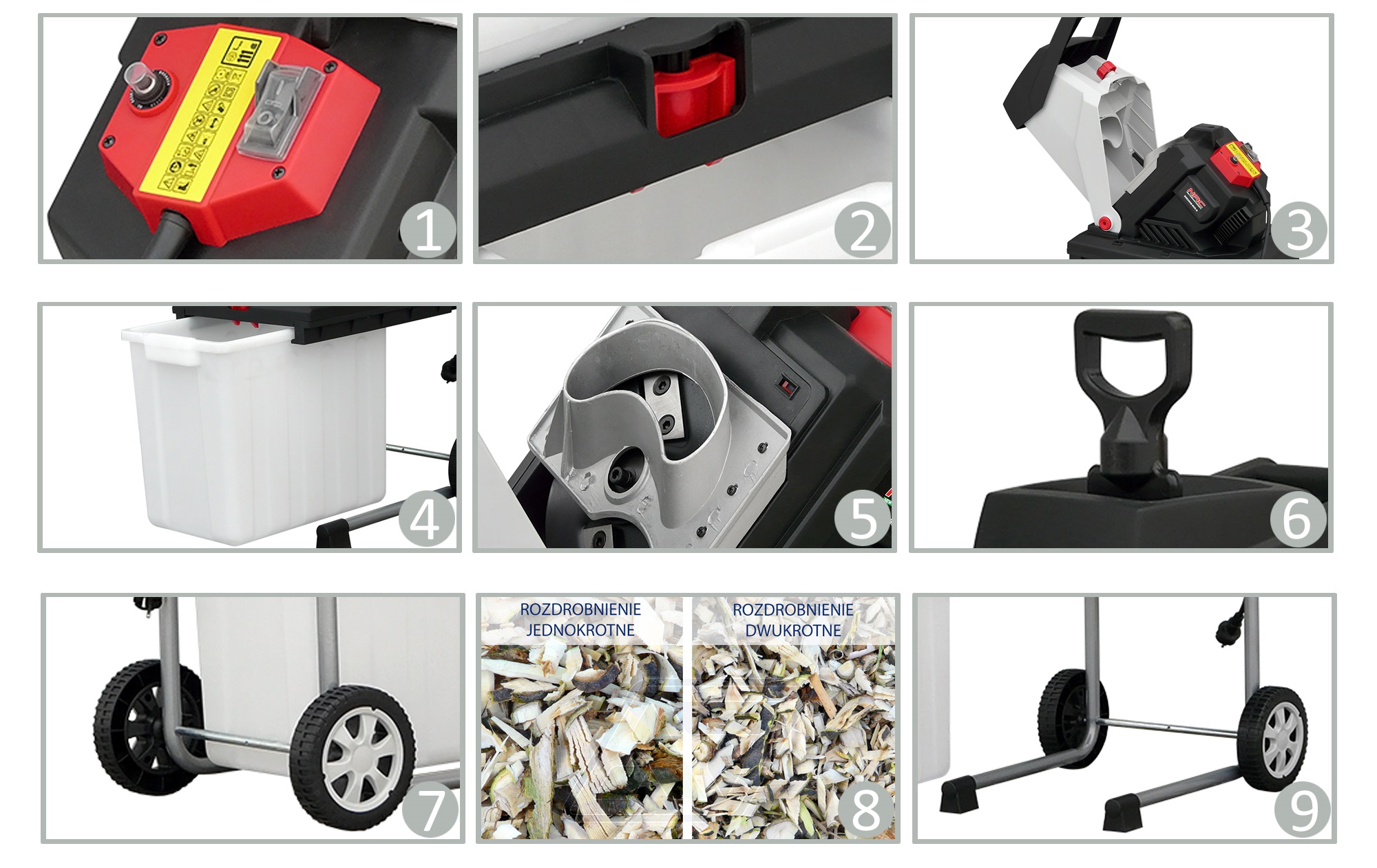 ROZDRABNIACZ DO GAŁĘZI NAC SHE 250B-BOX-G 2500 W NOŻOWY + POJEMNIK