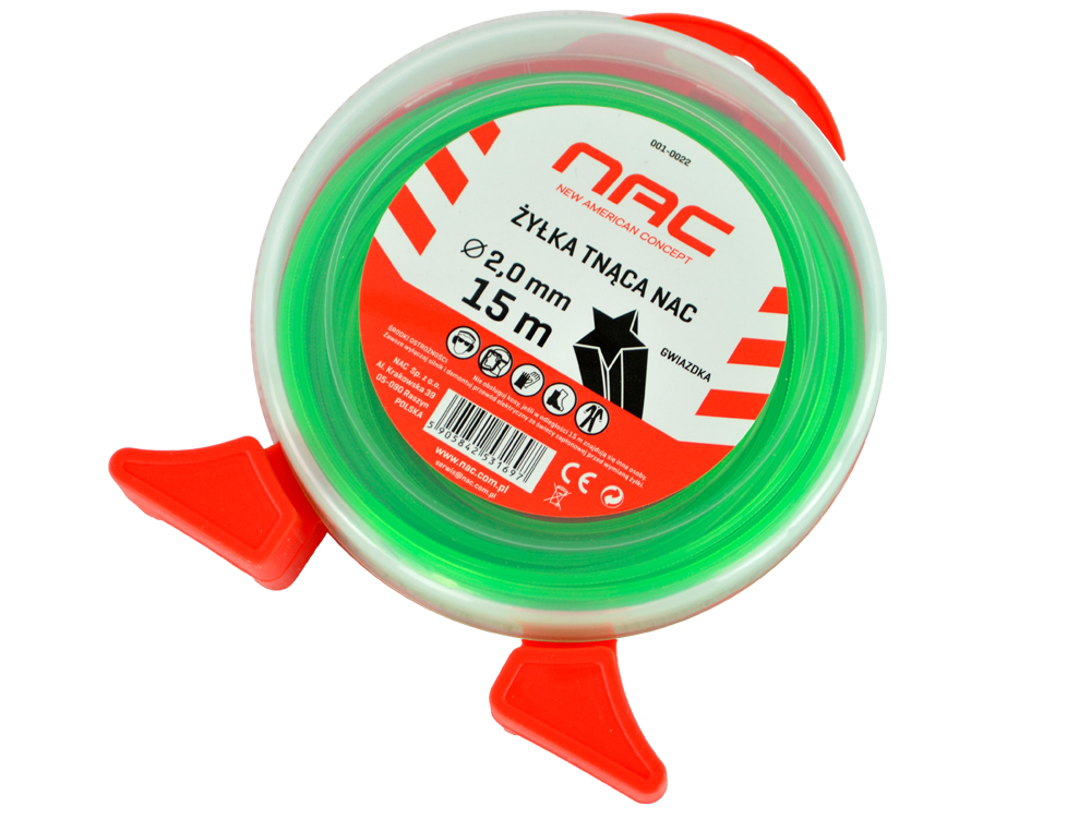 ŻYŁKA TNĄCA NAC DO KOS I PODKASZAREK ŚREDNICA 2 MM DŁUGOŚĆ 15 MB GWIAZDKA