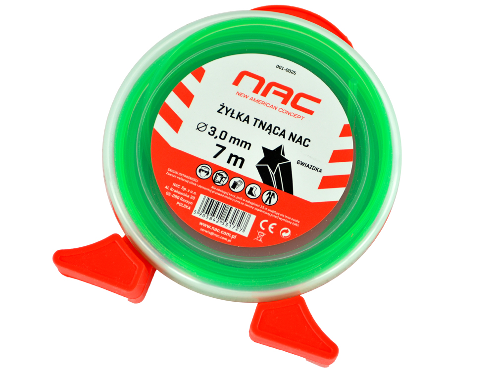 ŻYŁKA TNĄCA NAC DO KOS I PODKASZAREK ŚREDNICA 3 MM DŁUGOŚĆ 7 MB GWIAZDKA