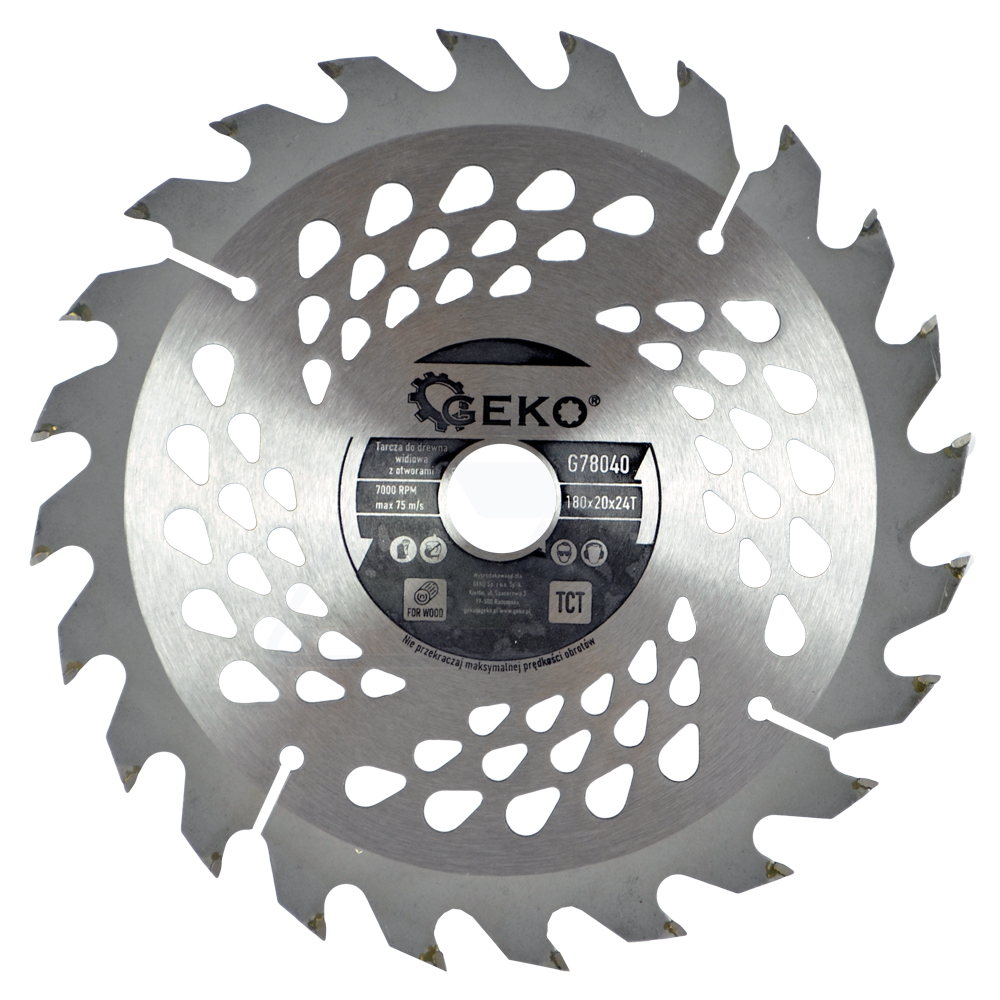 PIŁA TARCZA WIDIOWA DO CIĘCIA DREWNA 180x20 24 ZĘBY TNĄCE GEKO G78040