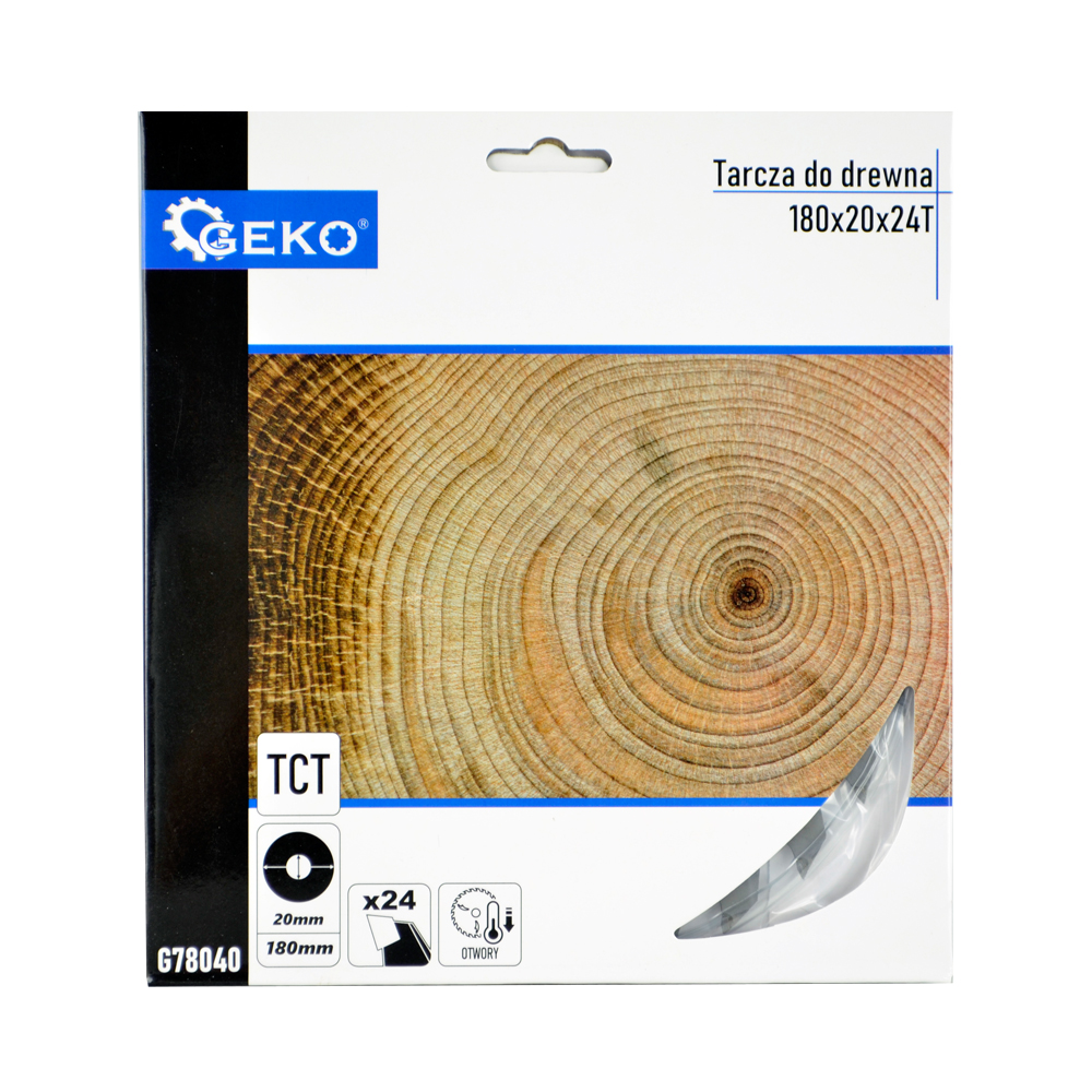 PIŁA TARCZA WIDIOWA DO CIĘCIA DREWNA 180x20 24 ZĘBY TNĄCE GEKO G78040