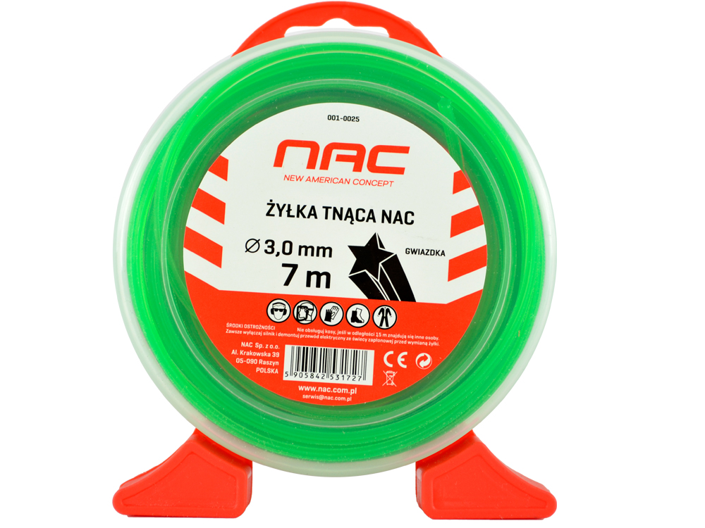 ŻYŁKA TNĄCA NAC DO KOS I PODKASZAREK ŚREDNICA 3 MM DŁUGOŚĆ 7 MB GWIAZDKA