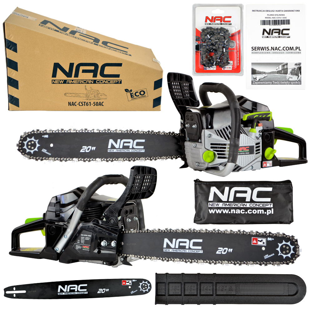 PIŁA ŁAŃCUCHOWA SPALINOWA NAC CST61-50AC 3,9 KM PROWAD. 51 CM MOCNA