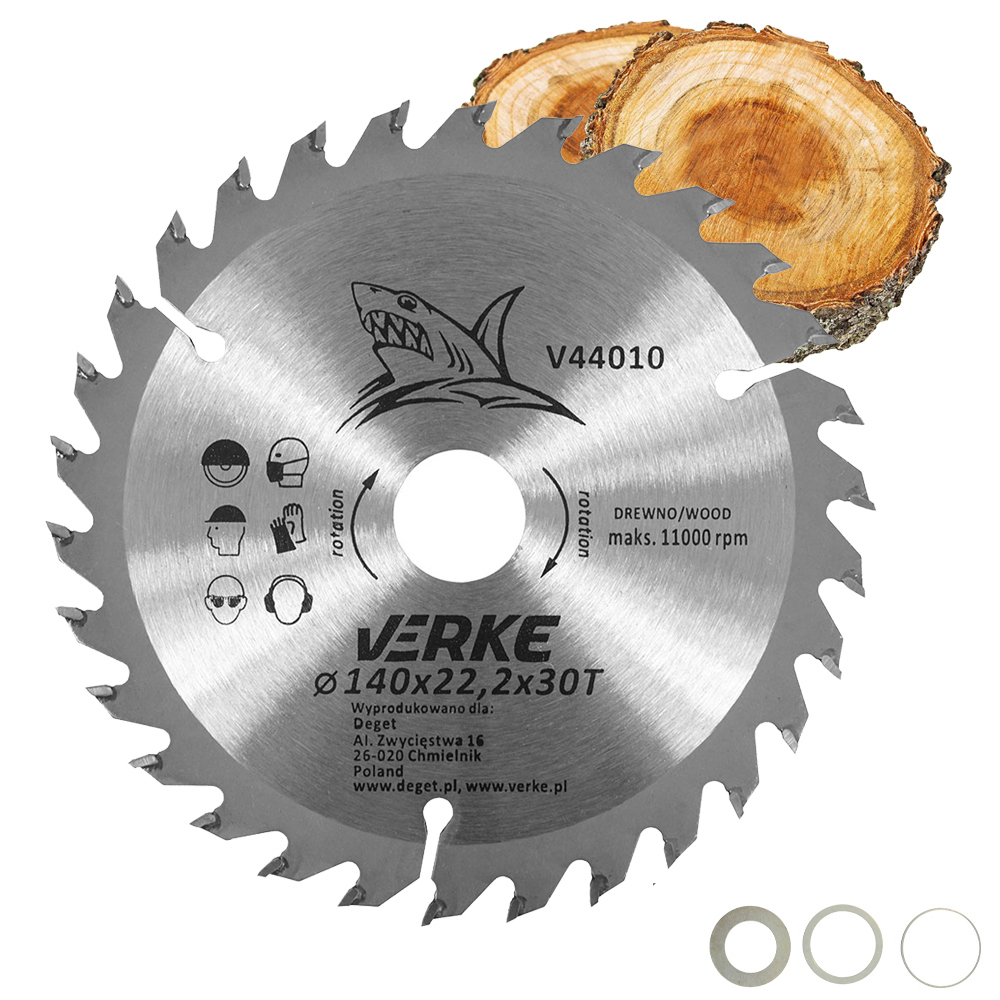 PIŁA TARCZA WIDIOWA DO CIĘCIA DREWNA 140x22,2 30 ZĘBÓW VERKE V44010