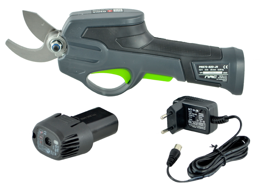 AKUMULATOROWY SEKATOR DO CIĘCIA GAŁĘZI NAC PRB72-B20-JN 7.2 V CIĘCIE 25 MM