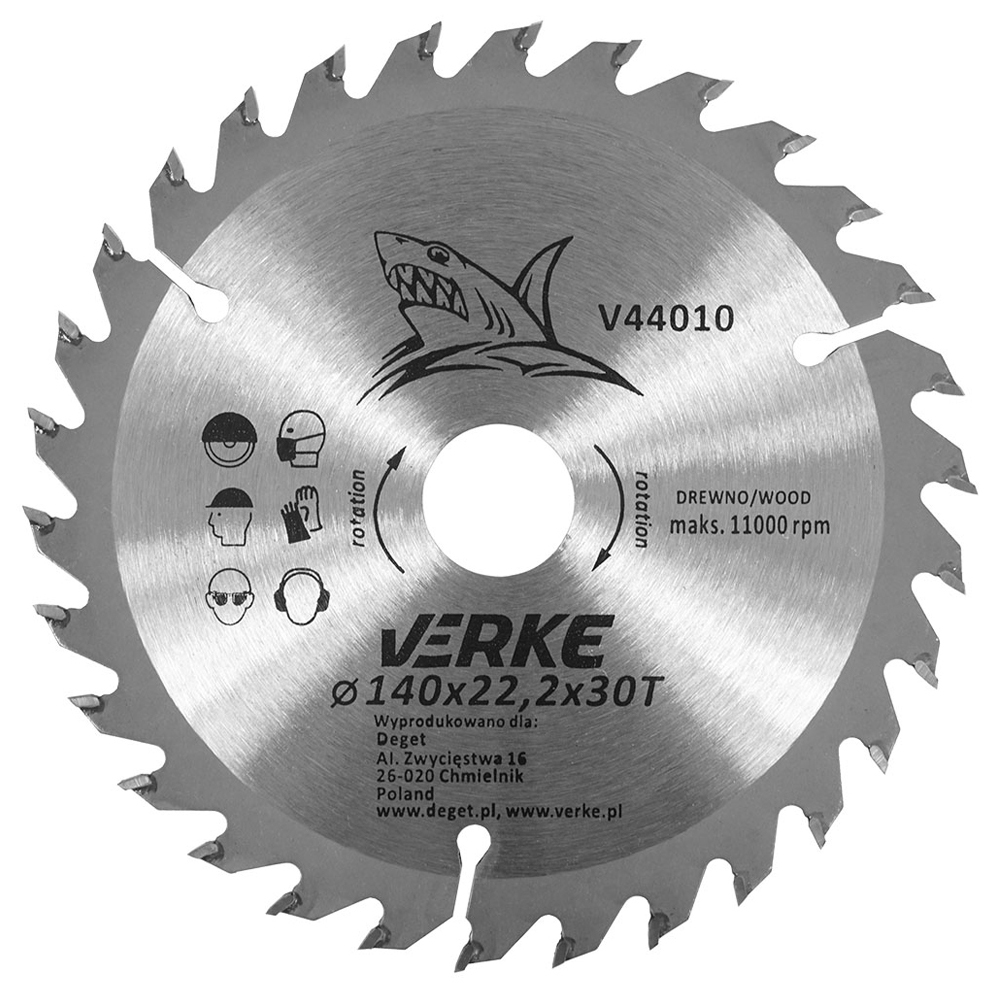 PIŁA TARCZA WIDIOWA DO CIĘCIA DREWNA 140x22,2 30 ZĘBÓW VERKE V44010