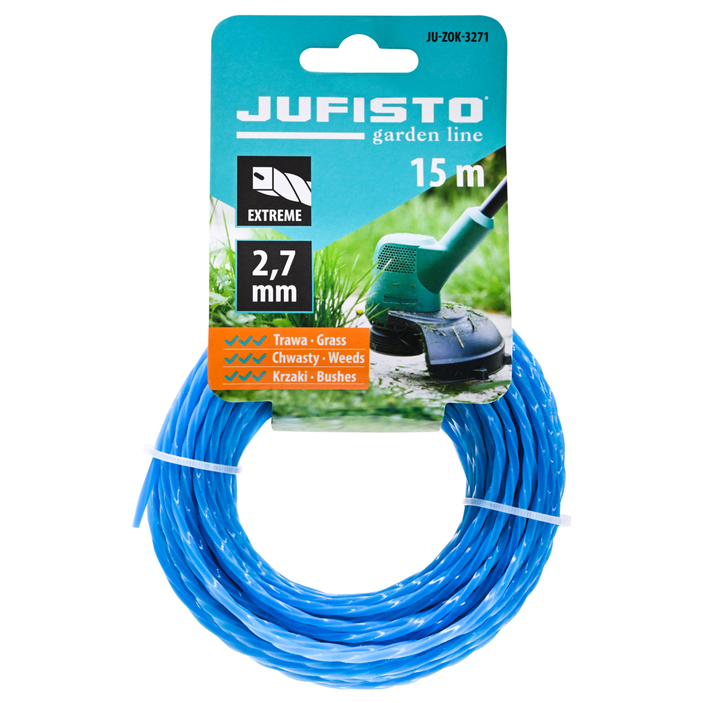 ŻYŁKA TNĄCA DO KOS I PODKASZAREK 2,7 MM 15 MB JUFISTO SKRĘCANA + RDZEŃ