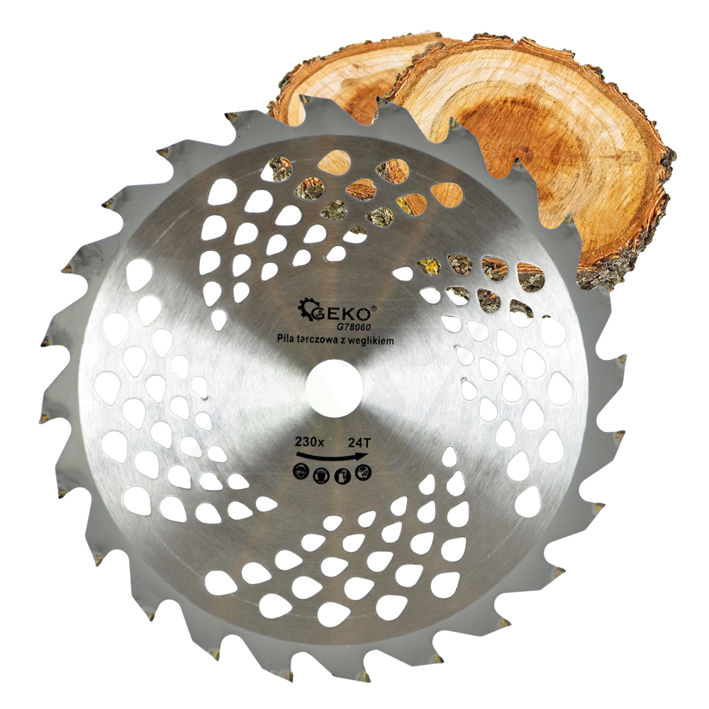 PIŁA TARCZA WIDIOWA DO CIĘCIA DREWNA 230x22 24 ZĘBY TNĄCE GEKO G78060