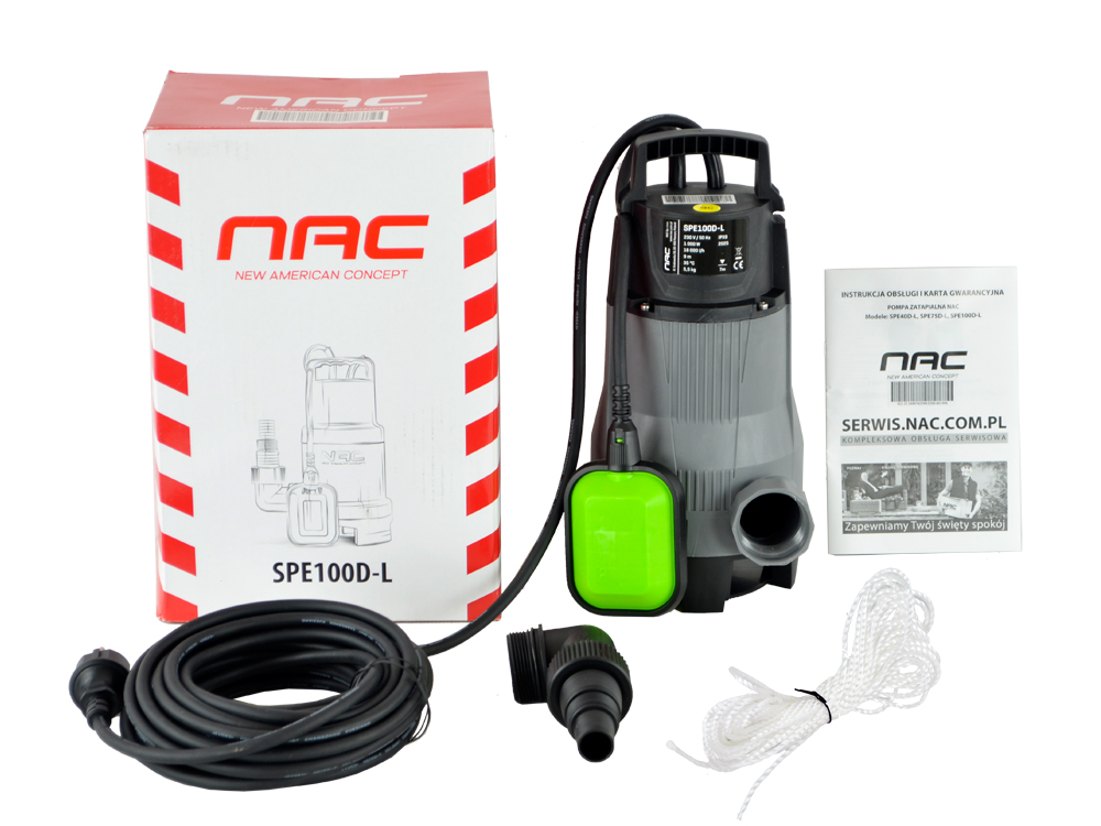 POMPA ZATAPIALNA DO BRUDNEJ WODY NAC SPE 100D-L MOC 1000 W 16 000 LITR/h