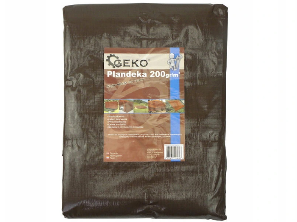 PLANDEKA UNIWERSALNA WZMACNIANA MEGA GRUBA 12x15 M BRĄZOWA G70772 200 g/mkw