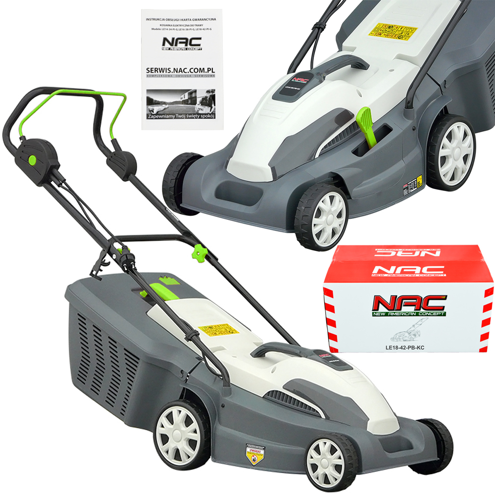 KOSIARKA ELEKTRYCZNA NAC LE 16-38-PB-KC MOC 1600 W SZEROKOŚĆ KOSZENIA 38 CM