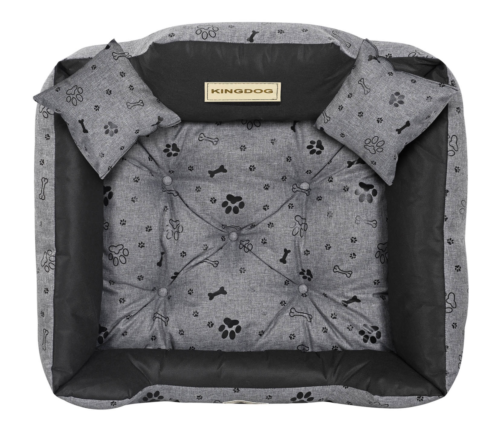 Legowisko dla psa kojec KINGDOG 75x65 cm wodoodporne kości czarne