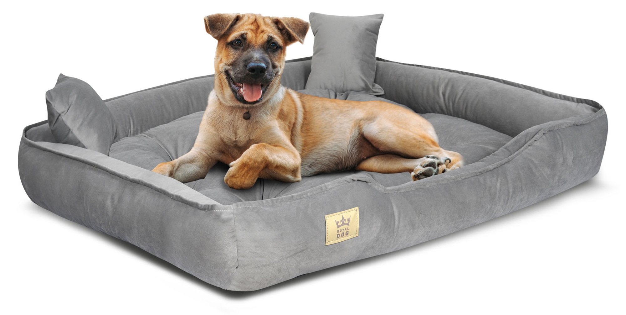 Legowisko dla psa kojec 115x95 cm welur szary Indygosklep.pl