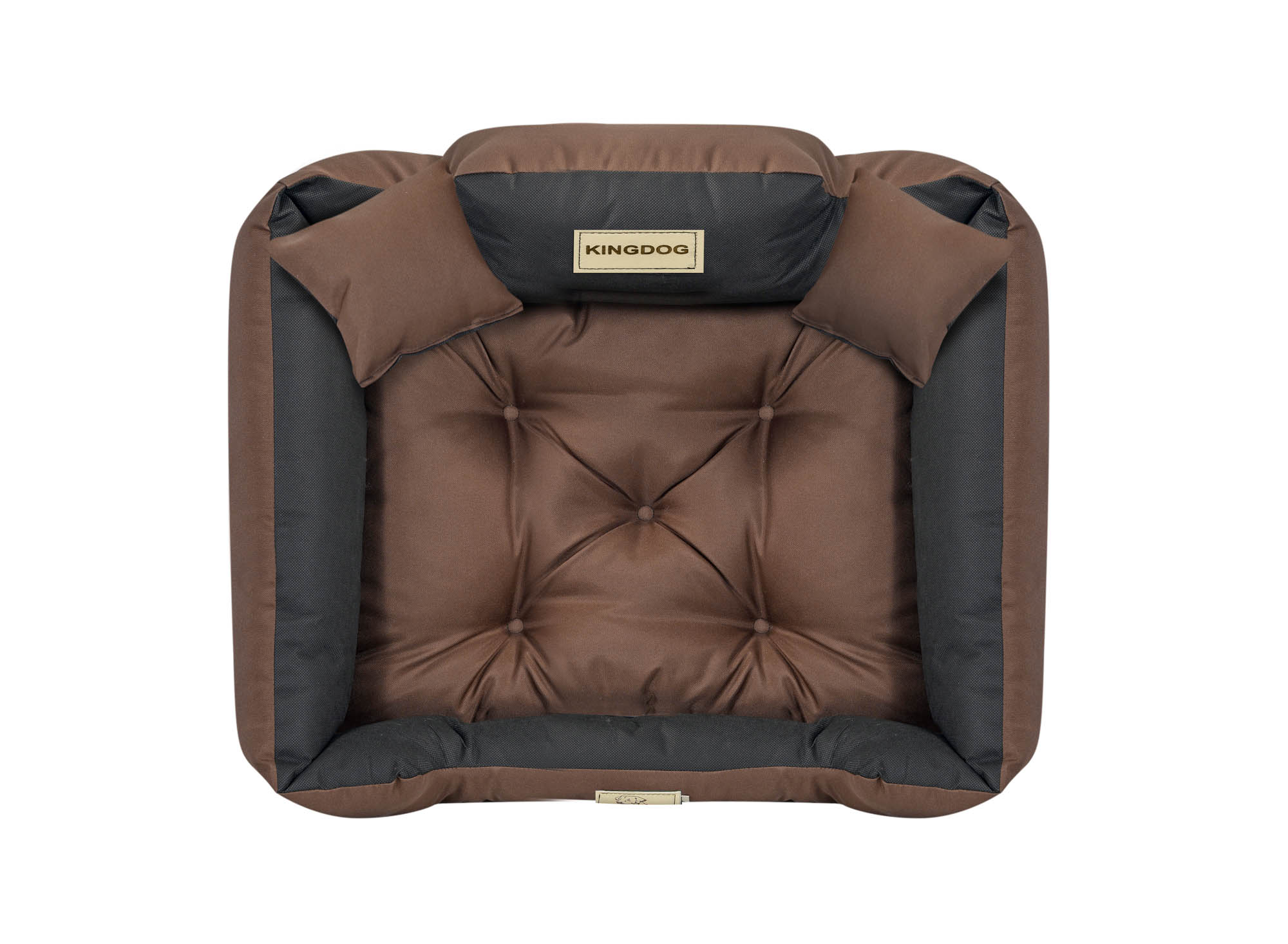 Legowisko dla psa kojec KINGDOG 55x45 cm personalizowane wodoodporne brąz