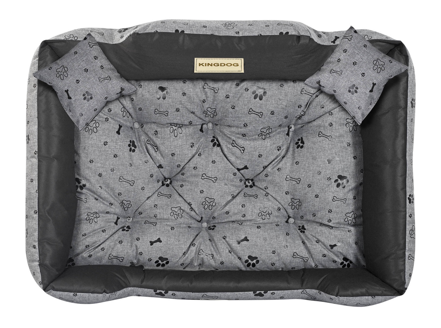 Legowisko dla psa kojec KINGDOG 115x95 cm wodoodporne kości czarne